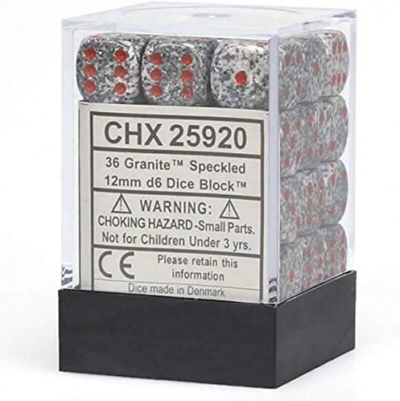 25920 Set 36 Dadi D6 (12mm) Speckled Granite