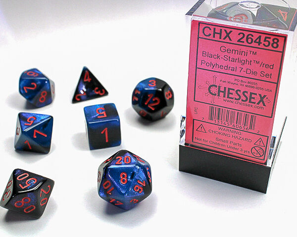26458 Set di Dadi Gemini Nero Luce di Stelle/Rosso